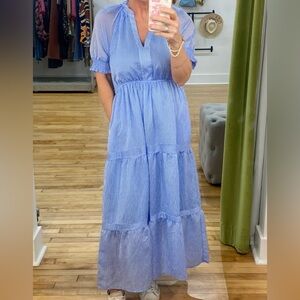 THML Light Blue and White Striped Dress